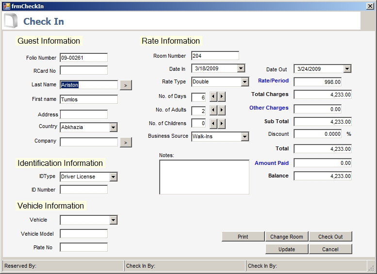 Hotel reservation software